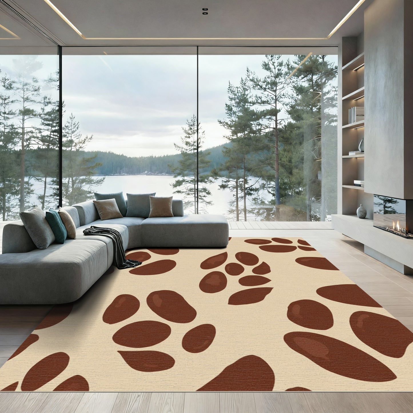 Brown Coffee Bean Abstract Rug