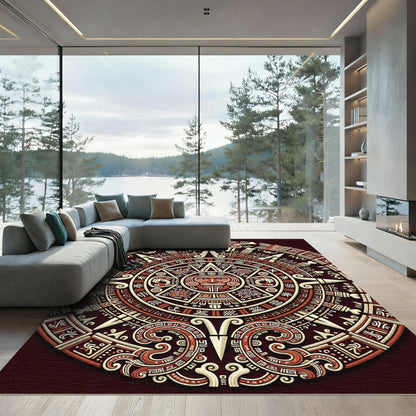 Ancient Sun Face Detailed Calendar Rug