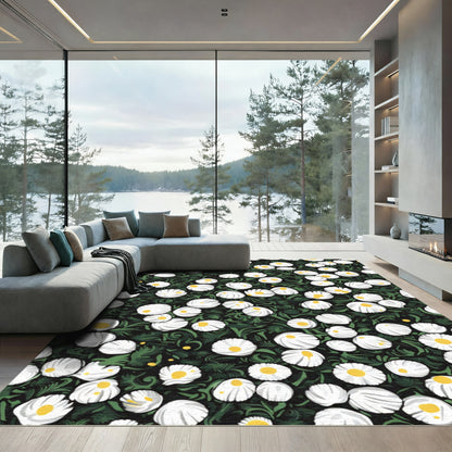 White Daisy Garden Pattern Rug