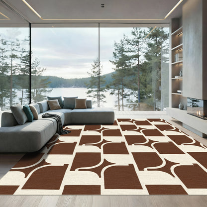 Retro Chocolate Square Grid Rug