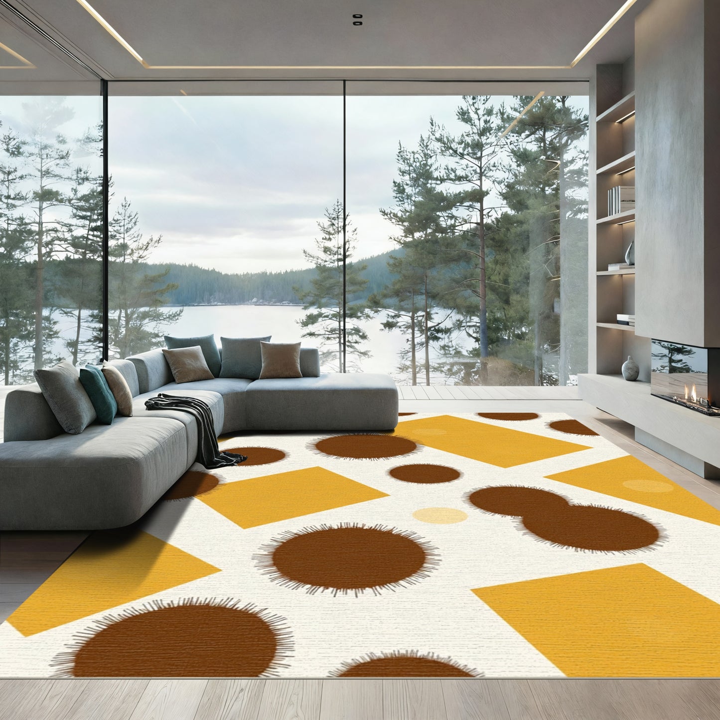 Brown Ochre Geo Burst Rug