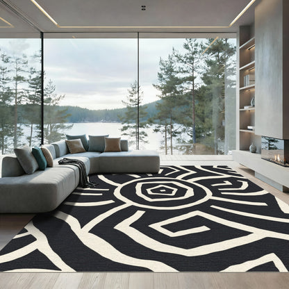Bold Geometric Sunburst Abstract Rug