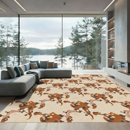 Earthy Brown Abstract Organic Swirls Rug