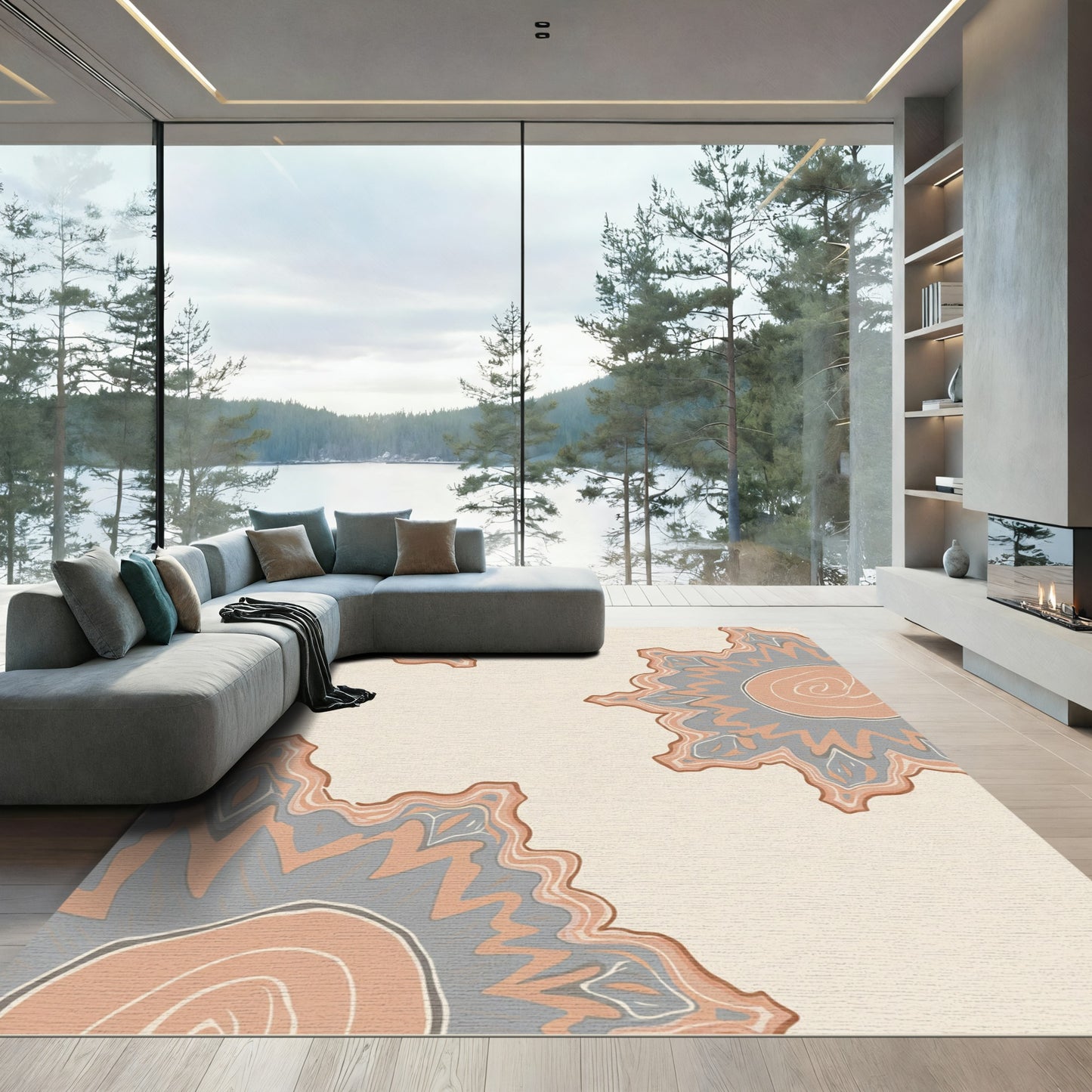 Terracotta Gray Geode Slice Rug