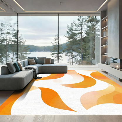 Orange Abstract Organic Wave Rug