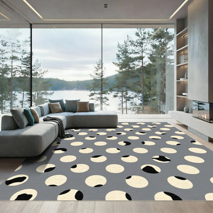 Gray Cream Dot Scatter Rug