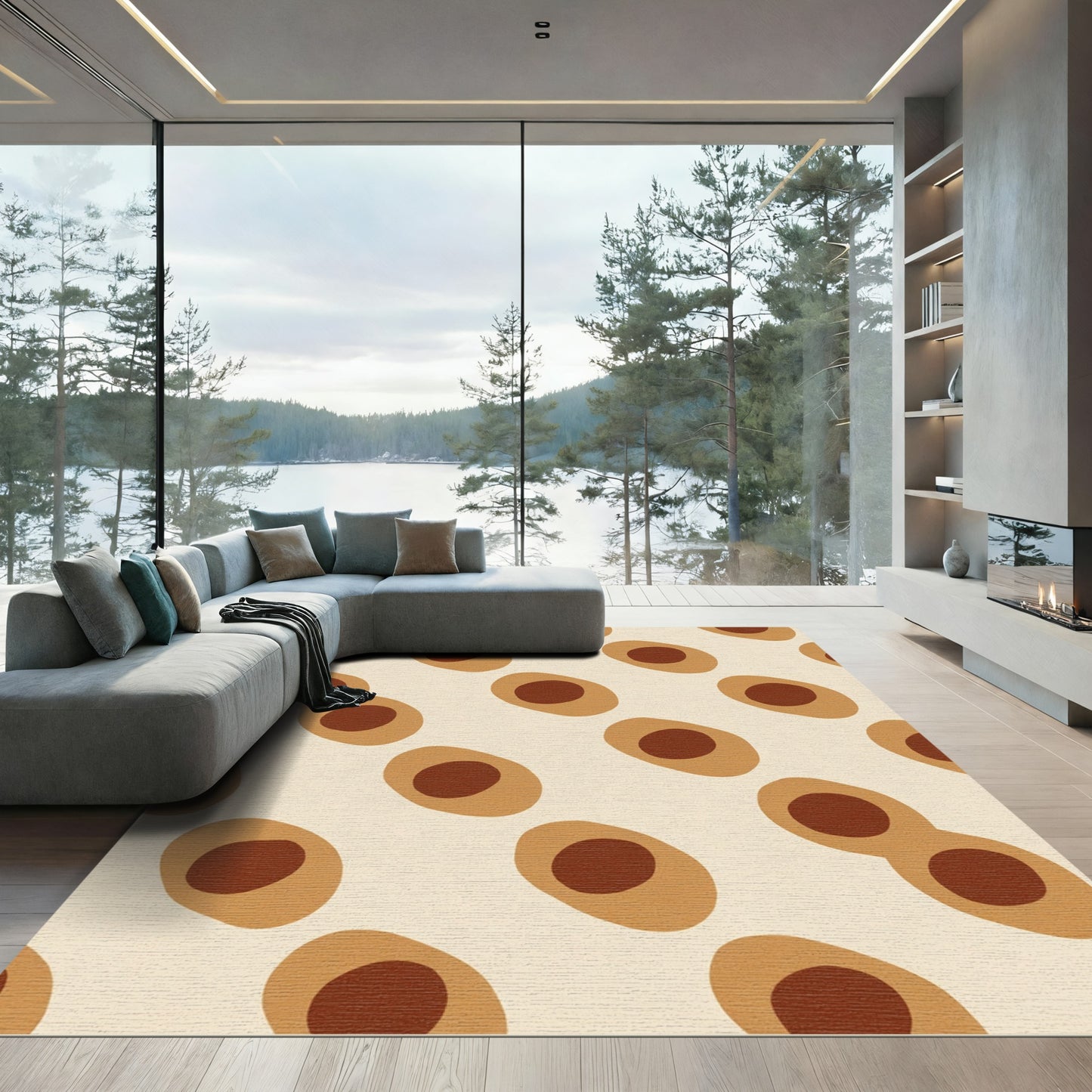Terracotta Brown Speckled Oval Array Rug