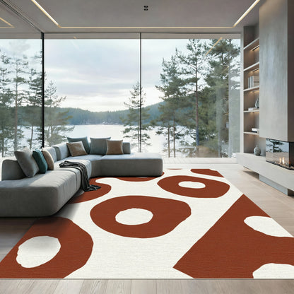 Terracotta Abstract Organic Circles Rug