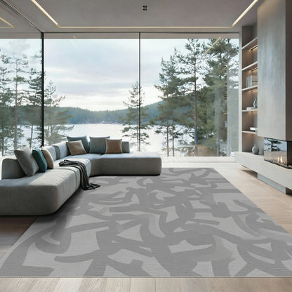 Light Gray Abstract Ribbon Flow Rug