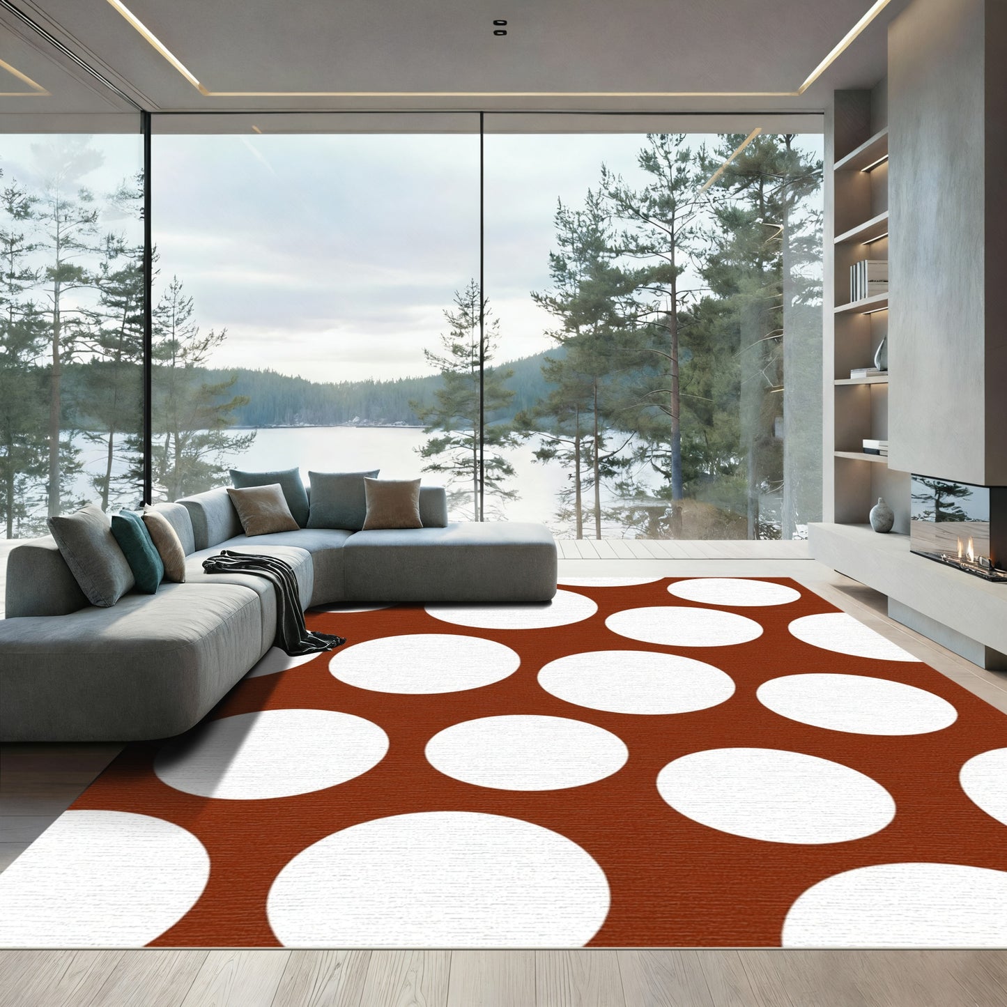 Retro White Polka Dot Rug