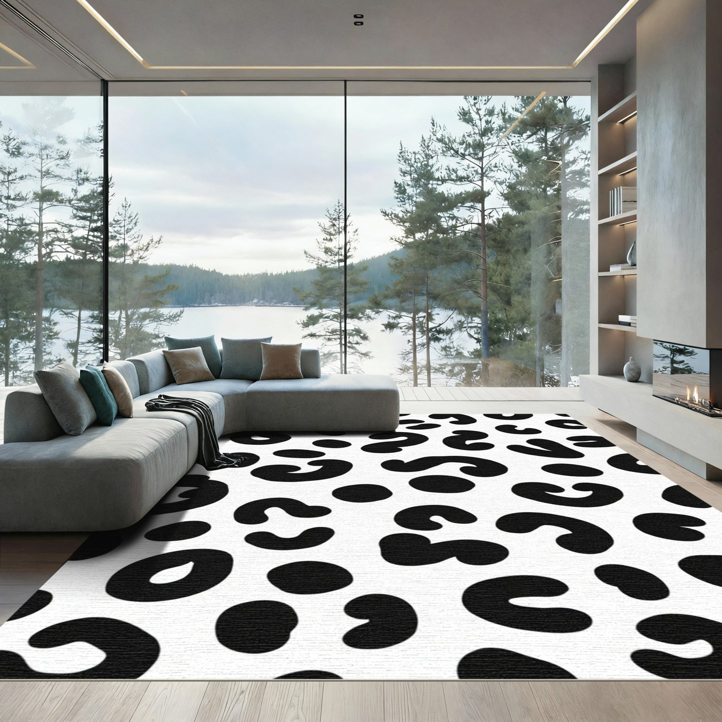 Bold Black Cheetah Spots Rug
