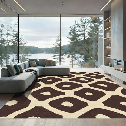 Brown Cream Organic Net Rug