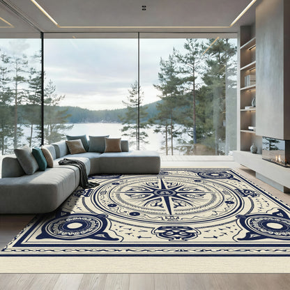 Navigational Star Dark Blue Cream Rug