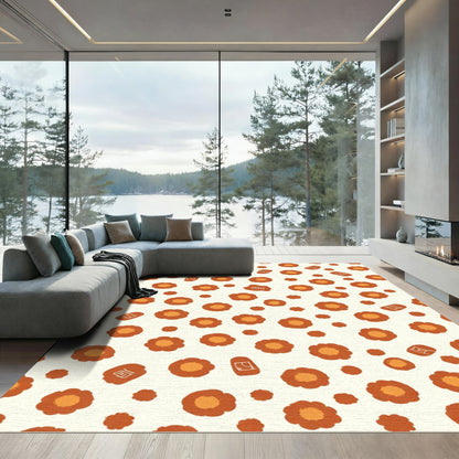 Burnt Orange Flower Scatter Rug