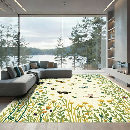 Whimsical garden with butterflies and bees Rug