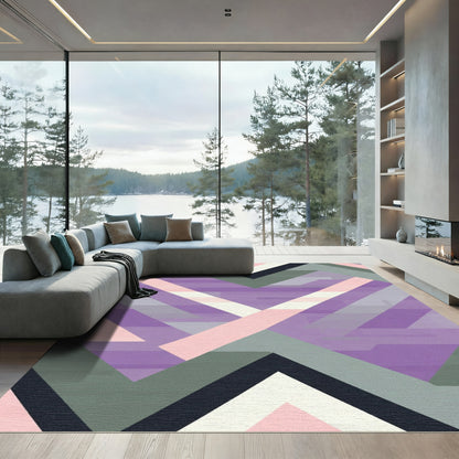 Geometric Lilac Pink Chevron Rug