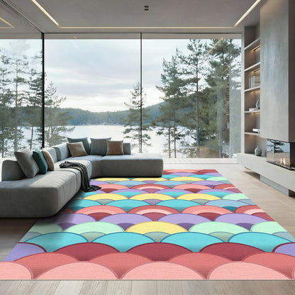 Pastel Scales Geometric Shimmer Rug