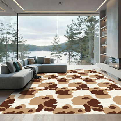 Brown Beige Camouflage Organic Shapes Rug