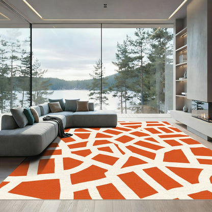 Orange Terracotta Irregular Grid Rug