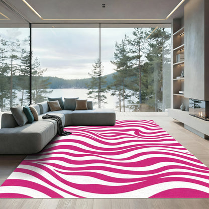 Hot Pink Abstract Zebra Stripes Rug