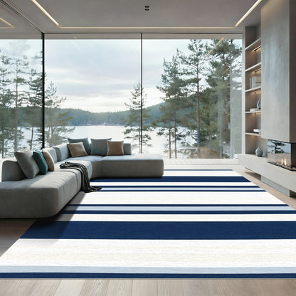 Navy Blue Stripe Wide Comfort Rug