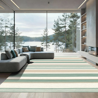 Earthy Green Tones Striped Rug