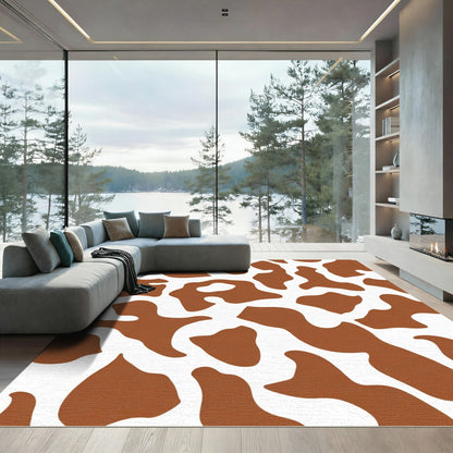 Brown White Blob Abstract Rug