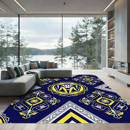 Bold Yellow Medallion Diamond Accent Rug