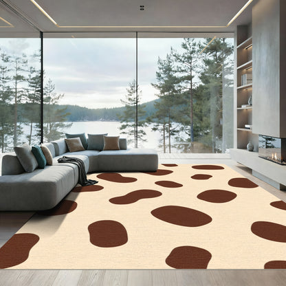 Brown Spotted Cream Abstract Shape Rug