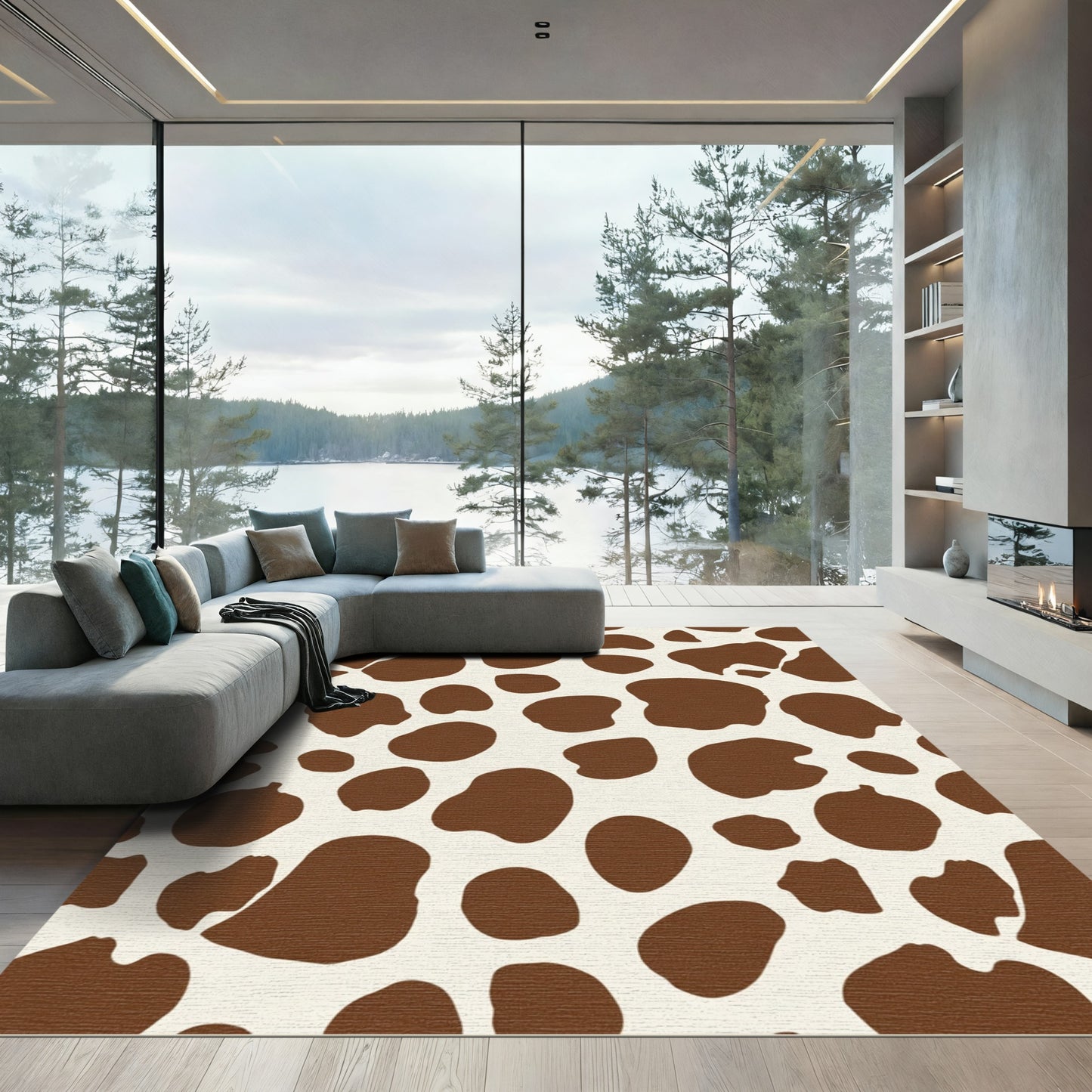 Brown and Cream Spotty Organic Shapes Rug
