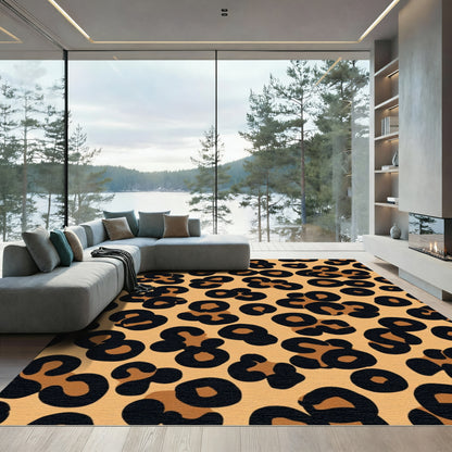 Golden Tan Leopard Spots Rug