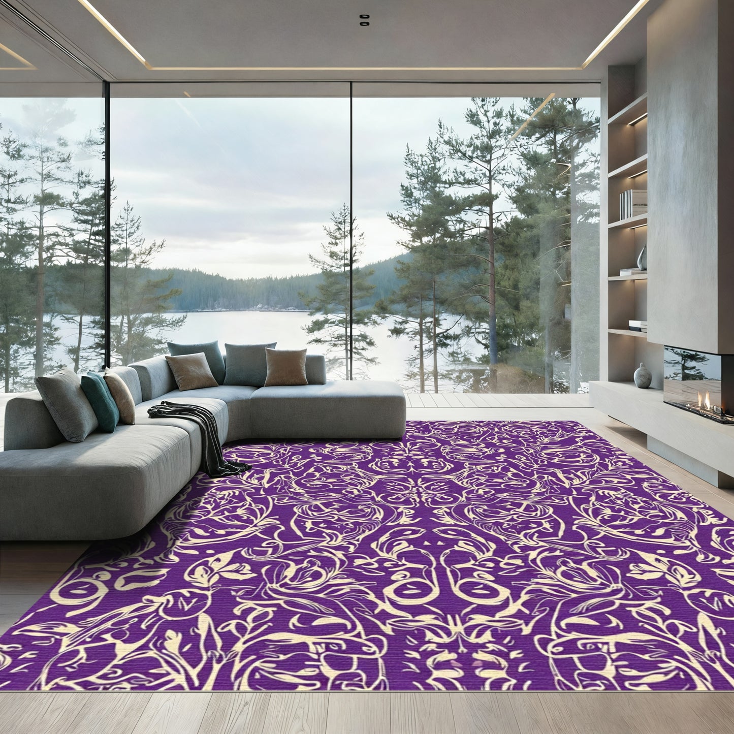 Ornate Ivory Floral Paisley Rug