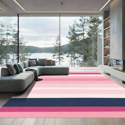 Pink Navy Stripe Gradient Rug