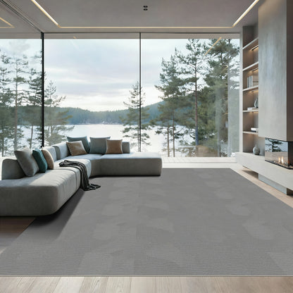 Subtle Gray Leafy Art Deco Rug