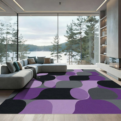 Modern Purple Gray Abstract Shapes Rug