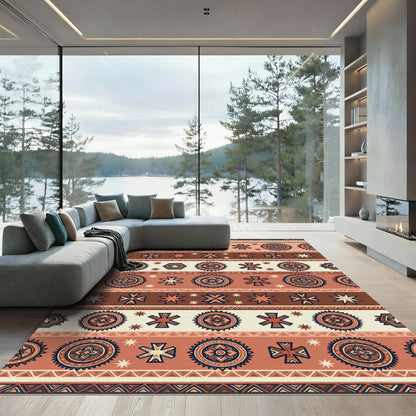 Terracota Boho Sunburst Stripe Rug
