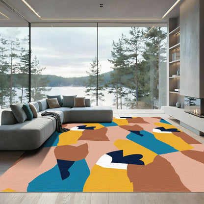 Abstract Geometric Forms Earthy Tones Rug