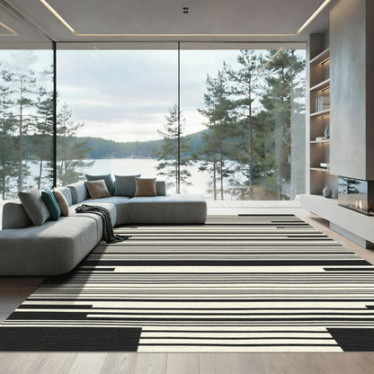 Minimalist Black Ivory Horizontal Stripe Rug