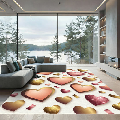 Rose Gold Heart Glitter Confetti Pattern Rug