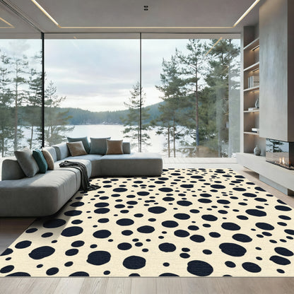 Cream Navy Polka Dot Scatter Rug
