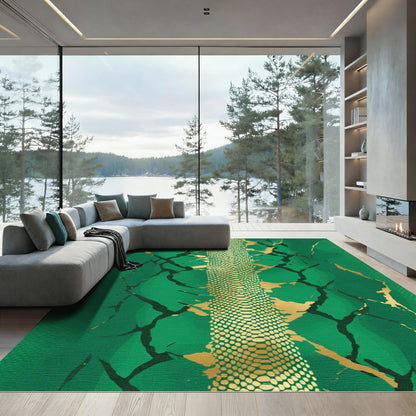 Emerald Green Snake Skin Texture Rug