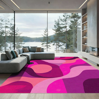 Vibrant Orchid Pink Flowing Waves Rug
