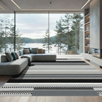 Monochromatic Stripe Mix Texture Rug