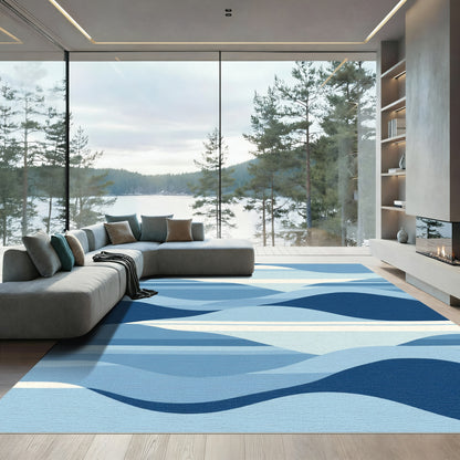 Serene Blue Horizon Layers Rug