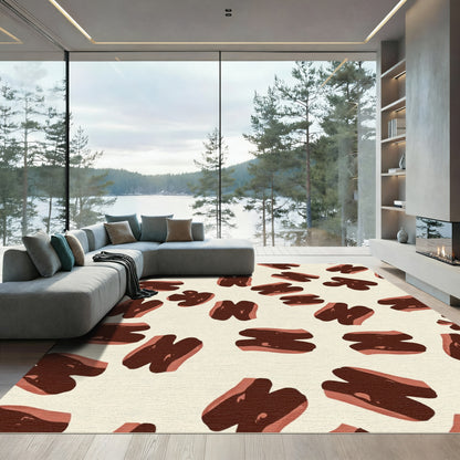 Deep Brown Abstract Organic Rug
