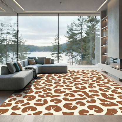 Brown Ivory Abstract Spots Rug