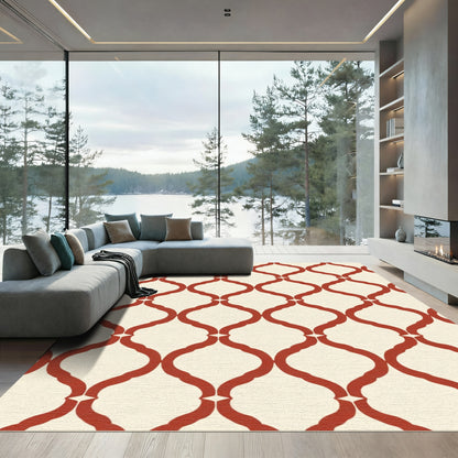 Crimson Quatrefoil Lattice Rug