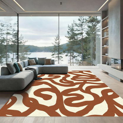 Earthy Terracotta Abstract Swirl Rug