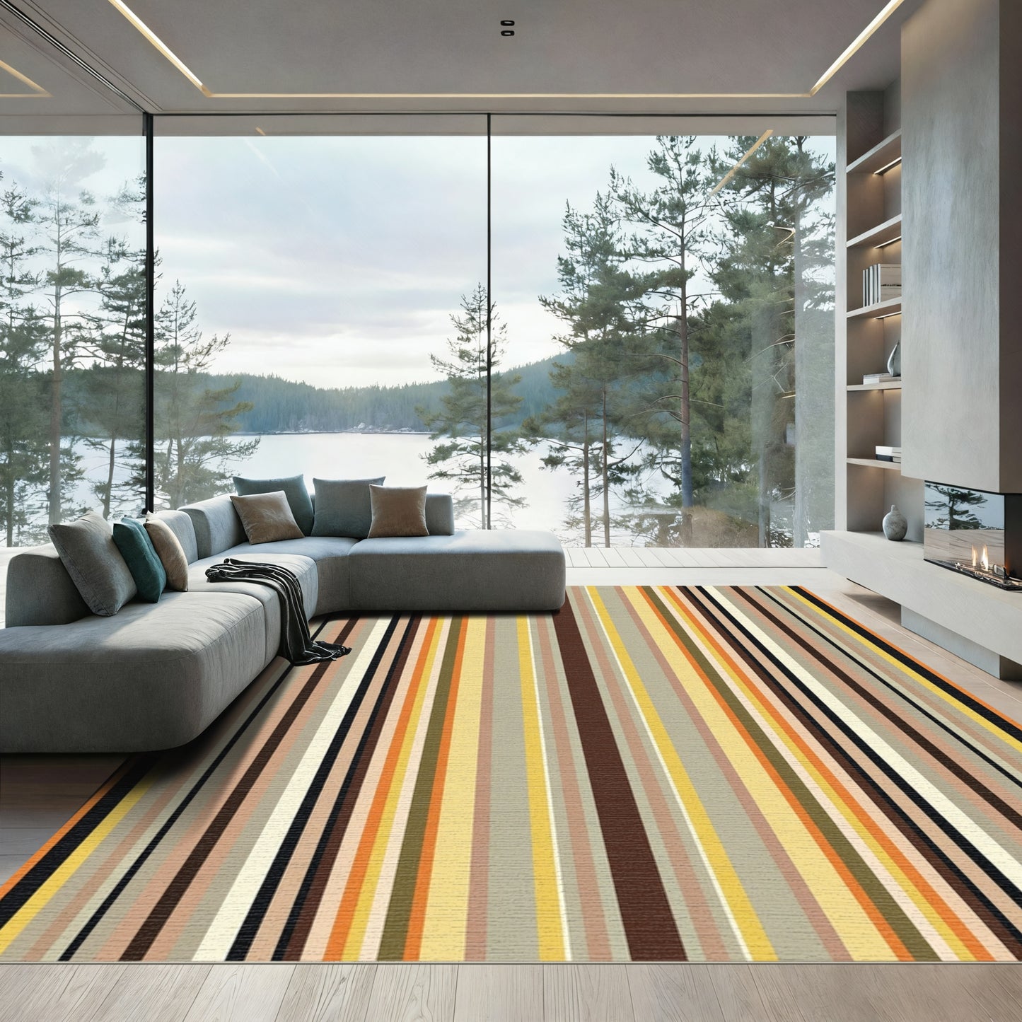 Earthy Tones Vertical Stripe Array Rug