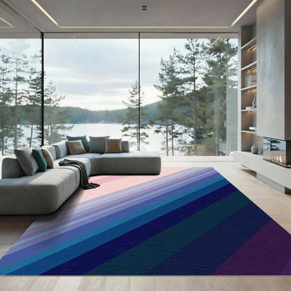 Pastel Pink Blue Gradient Stripes Rug
